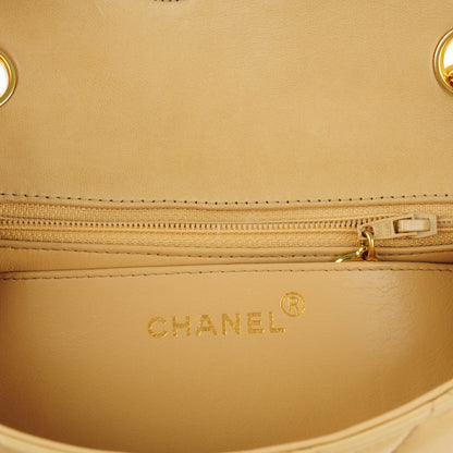 Chanel Lambskin Quilted Mini Square Flap Beige 7 of 9