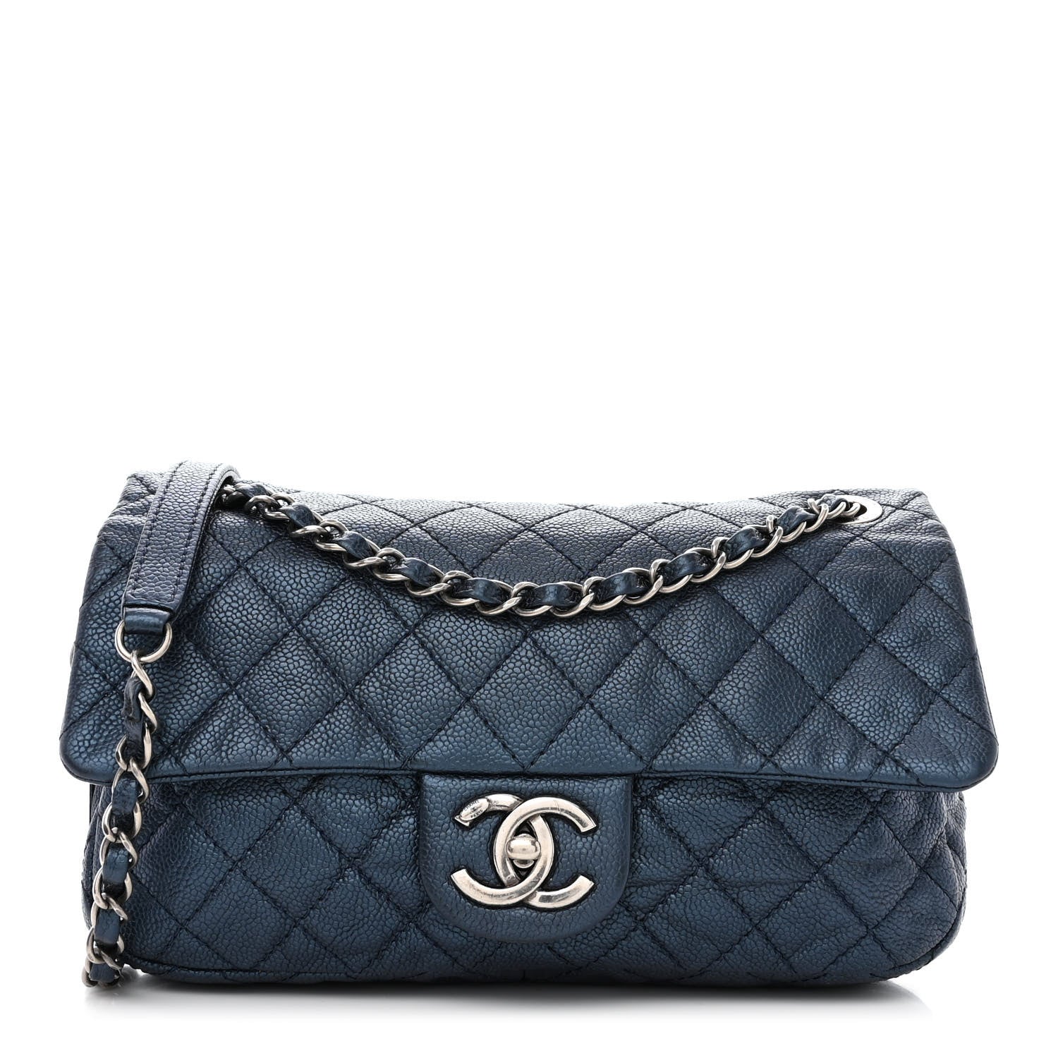 Chanel Iridescent Caviar Quilted Jumbo Easy Flap Dark Blue 1 of 10