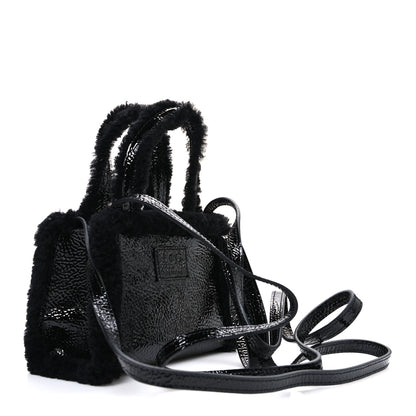 Telfar X UGG Crinkle Patent Shearling Small Shopping Bag Black 3 of 10