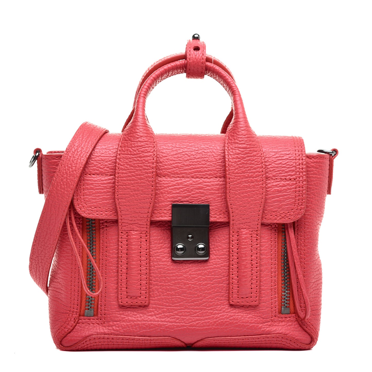 Textured Calfskin Mini Pashli Satchel Raspberry