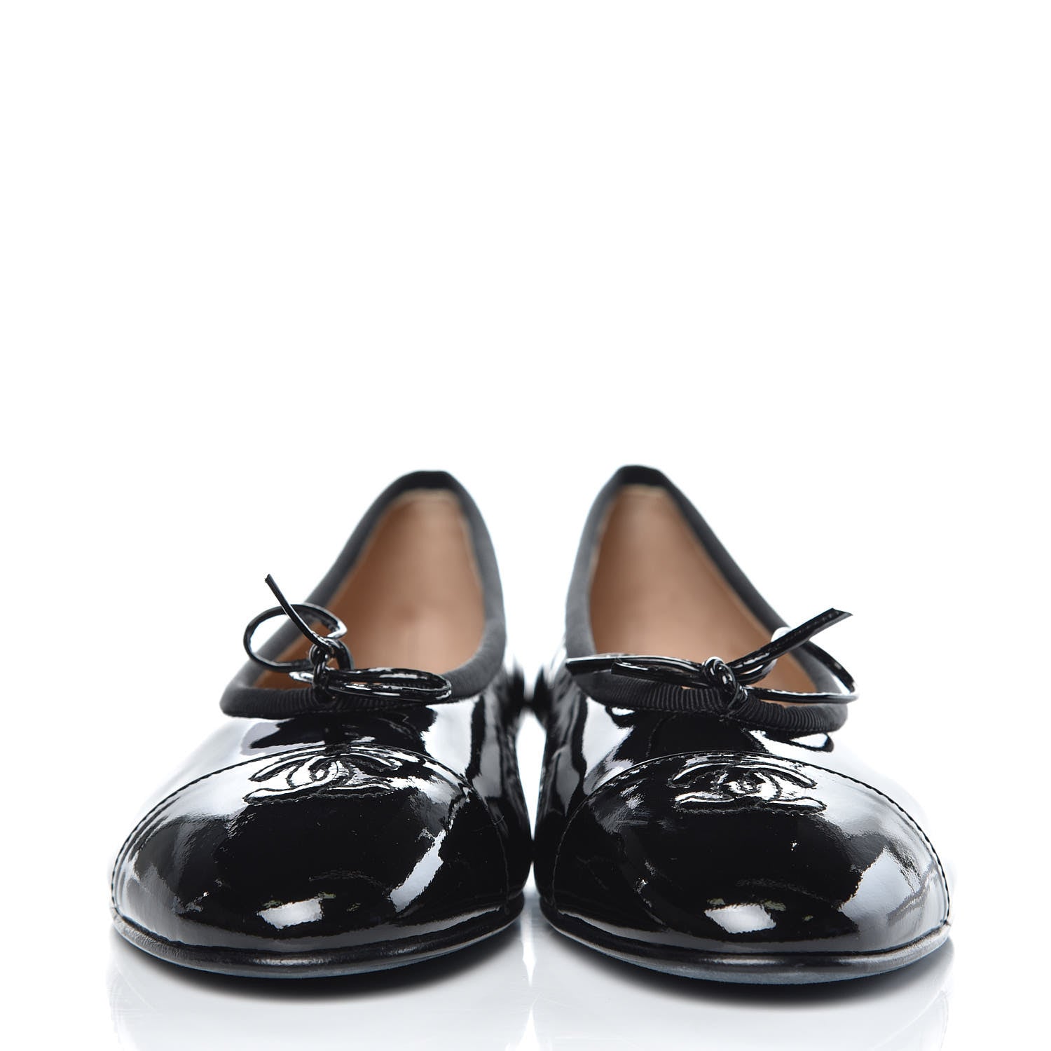 Chanel Patent CC Cap Toe Ballerina Flats 39.5 Black 2 of 8