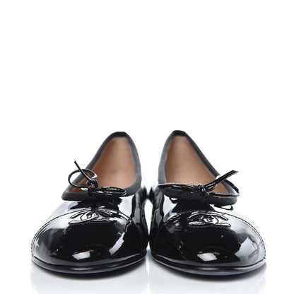 Chanel Patent CC Cap Toe Ballerina Flats 39.5 Black 2 of 8