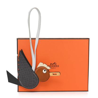 Hermes Epsom Swift Barenia Alligator Birdy Bag Charm Fauve Craie Bleu Brume Black 5 of 5