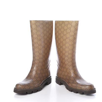 Gucci Rubber Monogram Edinburg Rain Boots 38 Transparent Cocoa 6 of 9