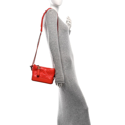 Chanel Aged Calfskin Quilted Small Gabrielle Hobo Coral 2 of 10