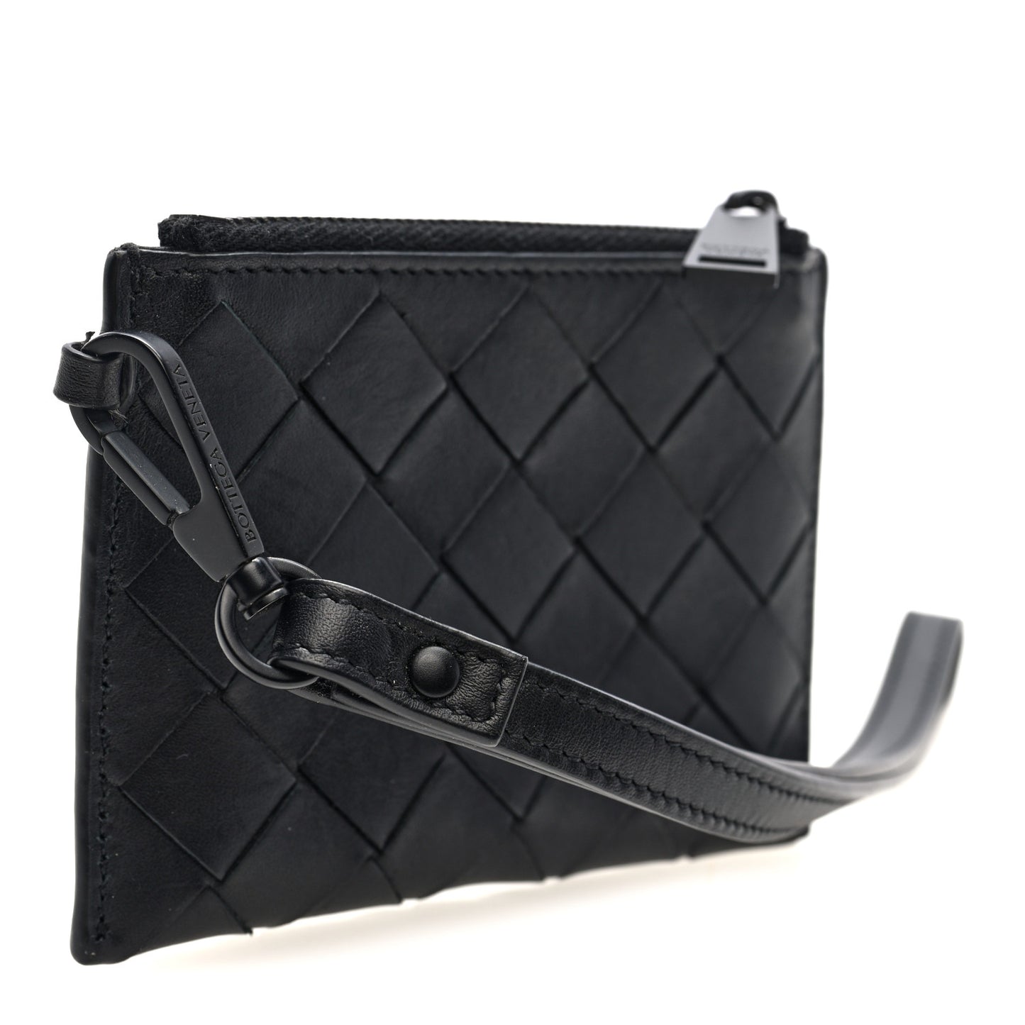 Nappa Intrecciato Wristlet Card Holder Black
