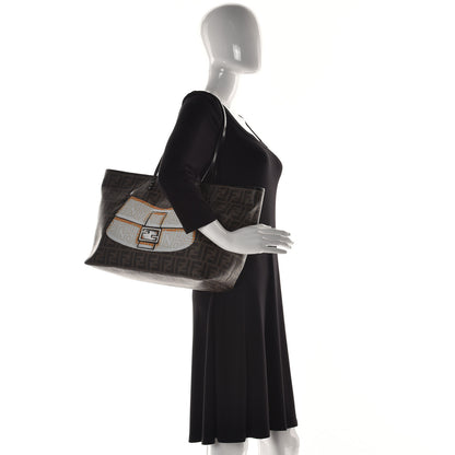 Fendi Zucca Spalmati Patent Baguette Print Medium Roll Tote Tobacco Yellow 3 of 13