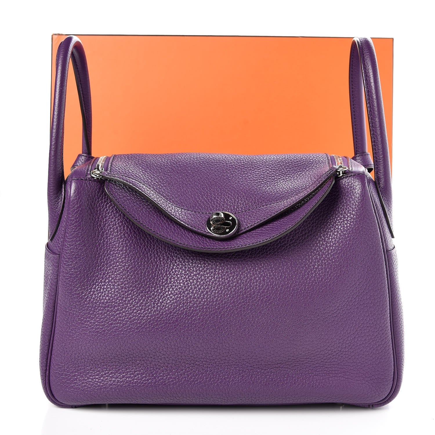 Hermes Taurillon Clemence Eclat Lindy 30 Ultraviolet Bleu Obscur 4 of 11