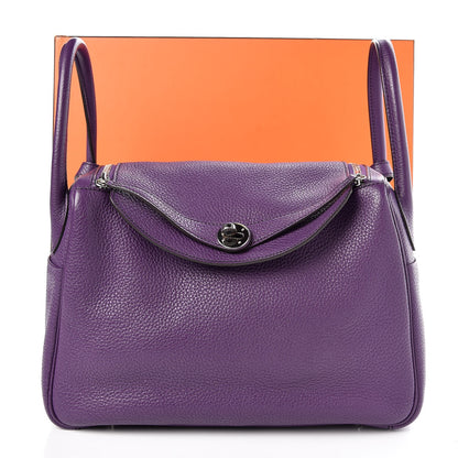 Hermes Taurillon Clemence Eclat Lindy 30 Ultraviolet Bleu Obscur 4 of 11