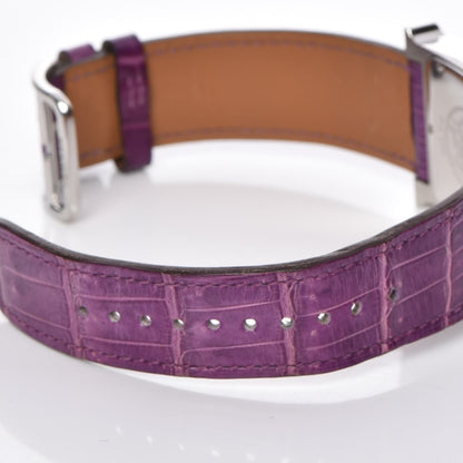 Hermes Stainless Steel Alligator 26mm Heure H Hour Quartz Watch Violet 8 of 12