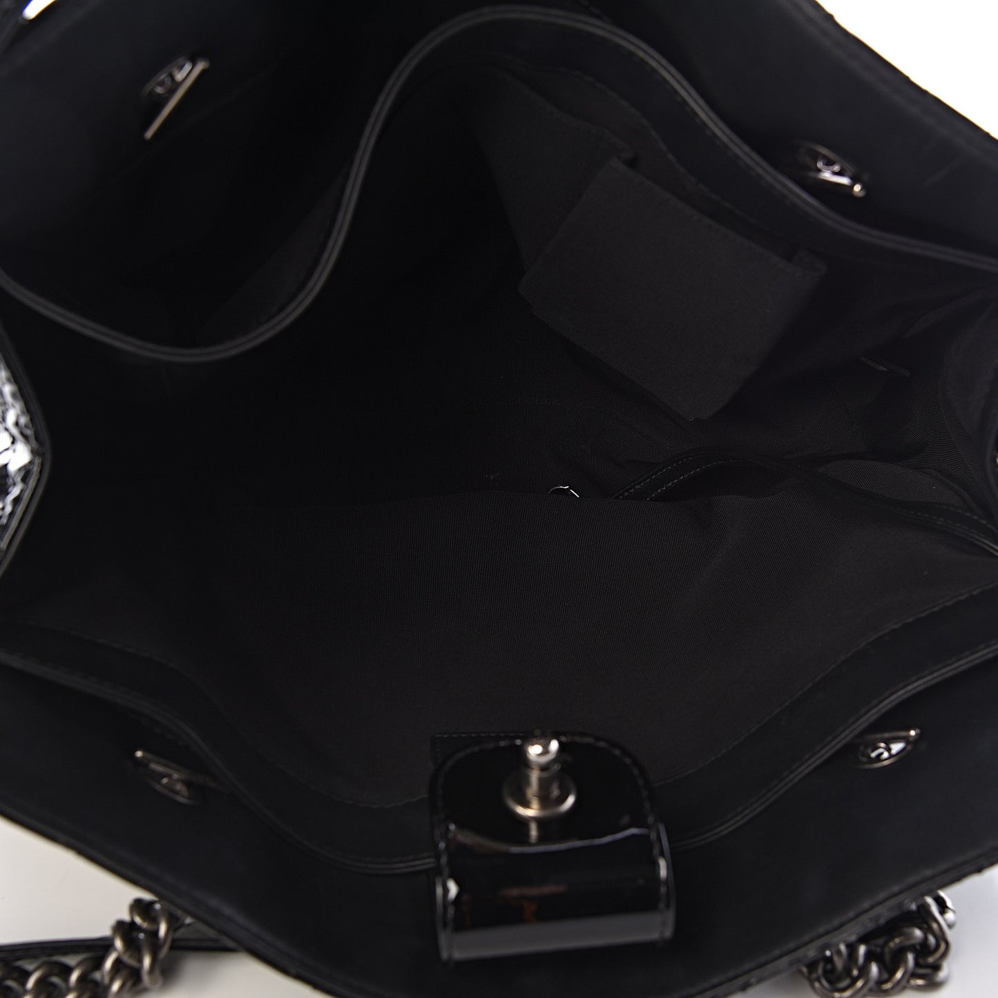 Patent Quilted Reverso Boy Tote Black