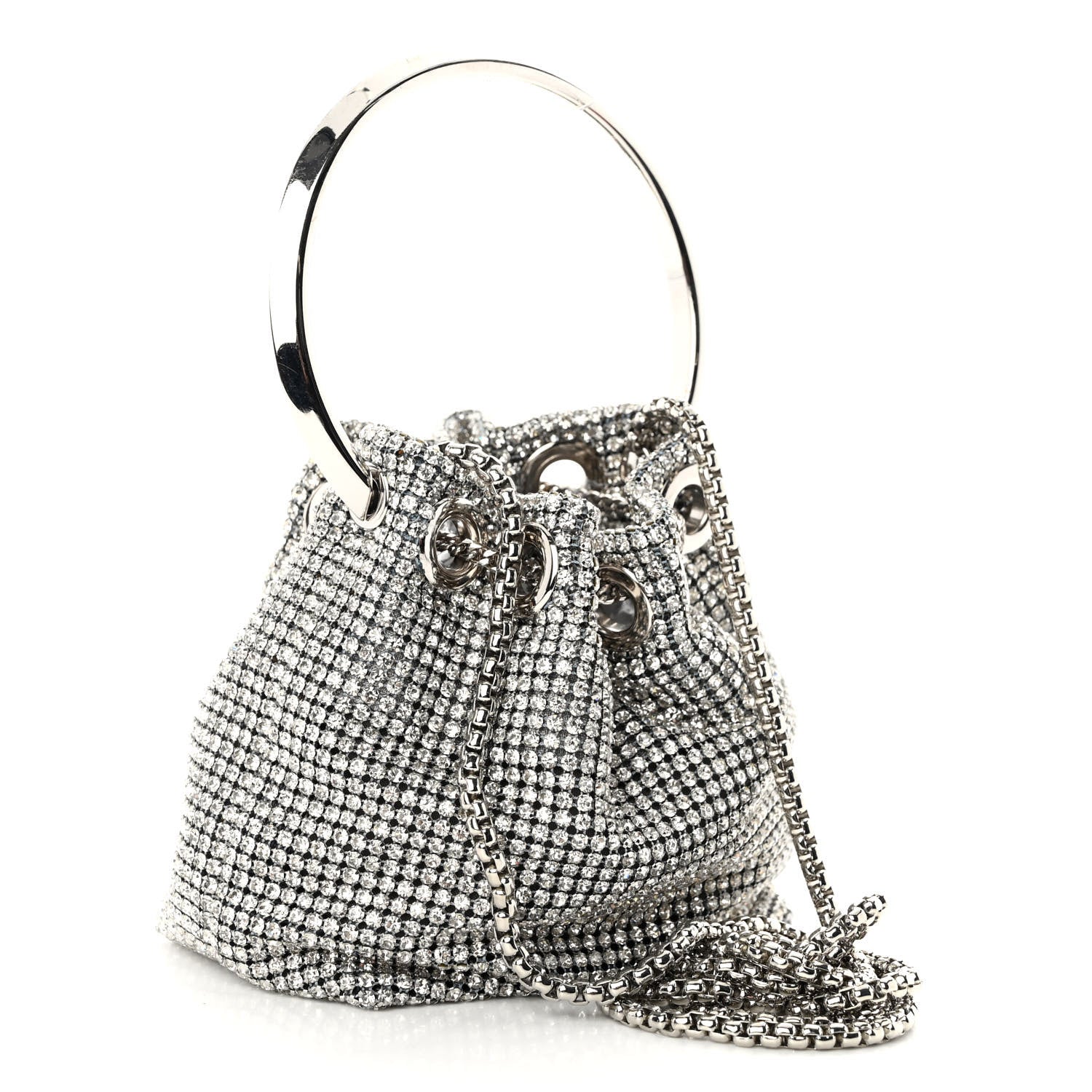 Jimmy Choo Satin Crystal Embellished Micro Bon Bon Bag Silver 3 of 9