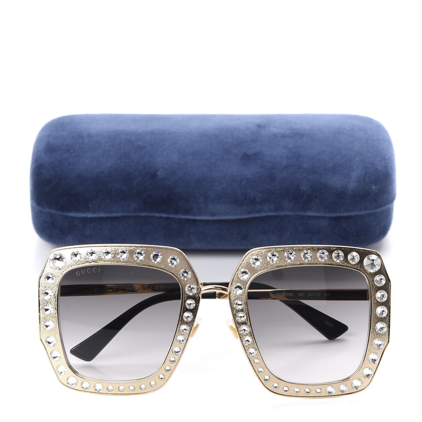 Metal Acetate Crystal Oversize GG0115S Sunglasses Gold