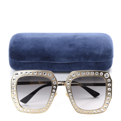 Gucci Metal Acetate Crystal Oversize GG0115S Sunglasses Gold 8 of 8