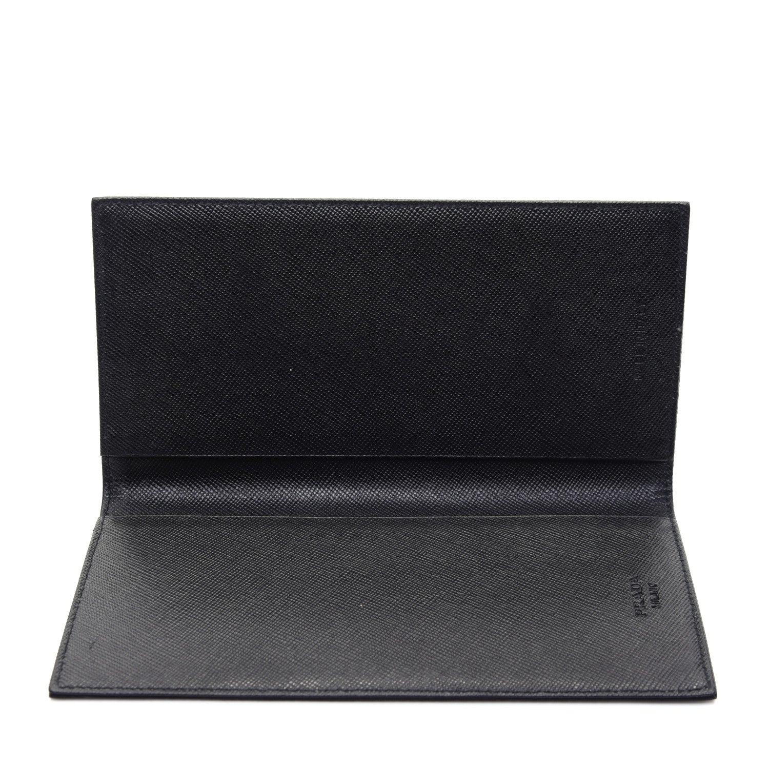 Prada Canvas Saffiano Metal Checkbook Cover Black 9 of 9