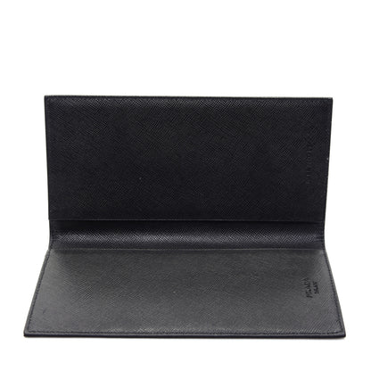 Prada Canvas Saffiano Metal Checkbook Cover Black 9 of 9