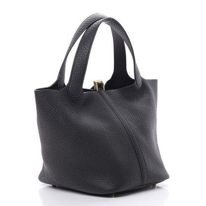 Hermes Taurillon Clemence Picotin Lock 22 MM Black 3 of 11