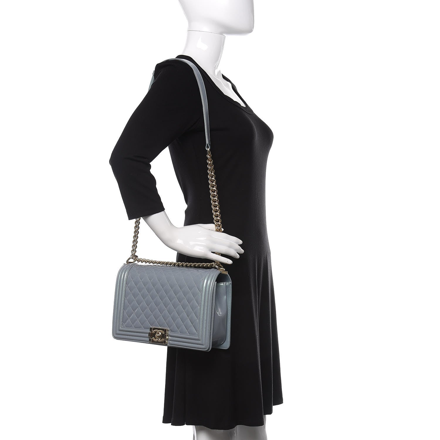 Chanel Iridescent Glazed Calfskin Quilted New Medium Boy Flap Light Blue 2 of 12