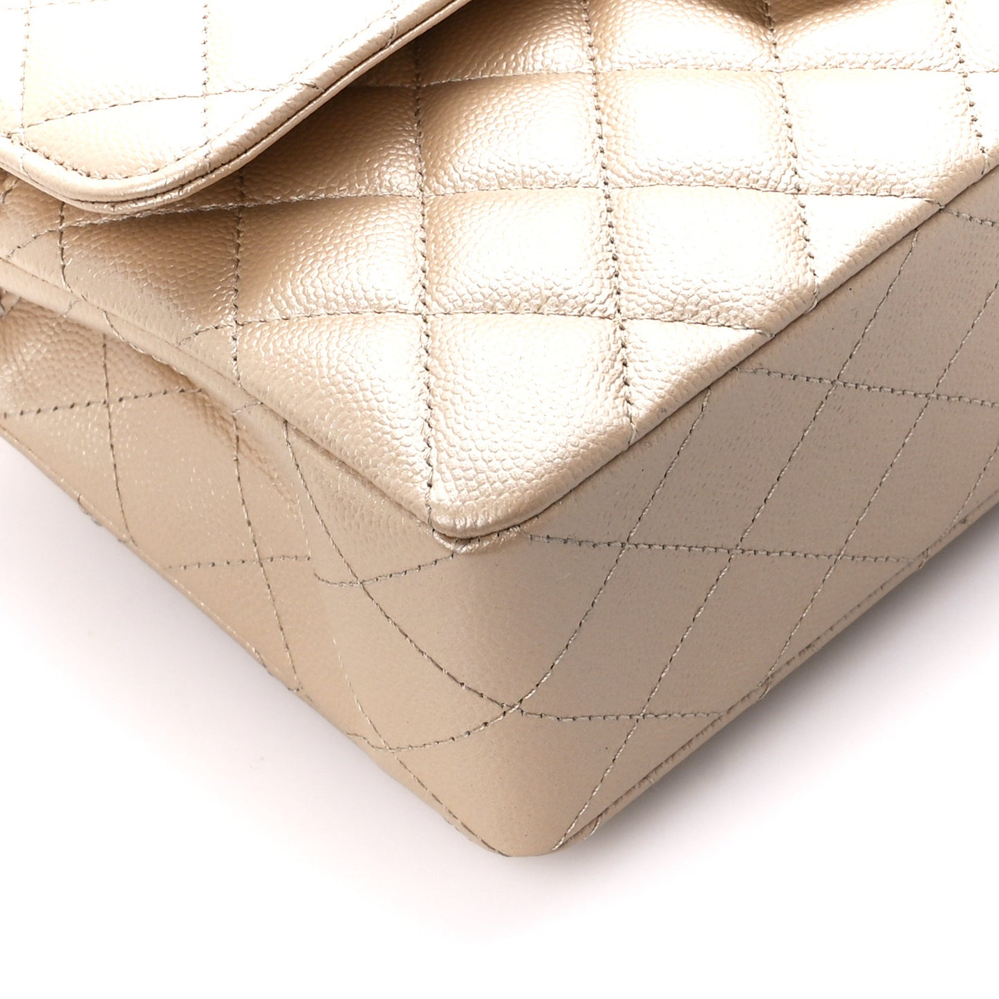 Metallic Caviar Quilted Small Double Flap Gold