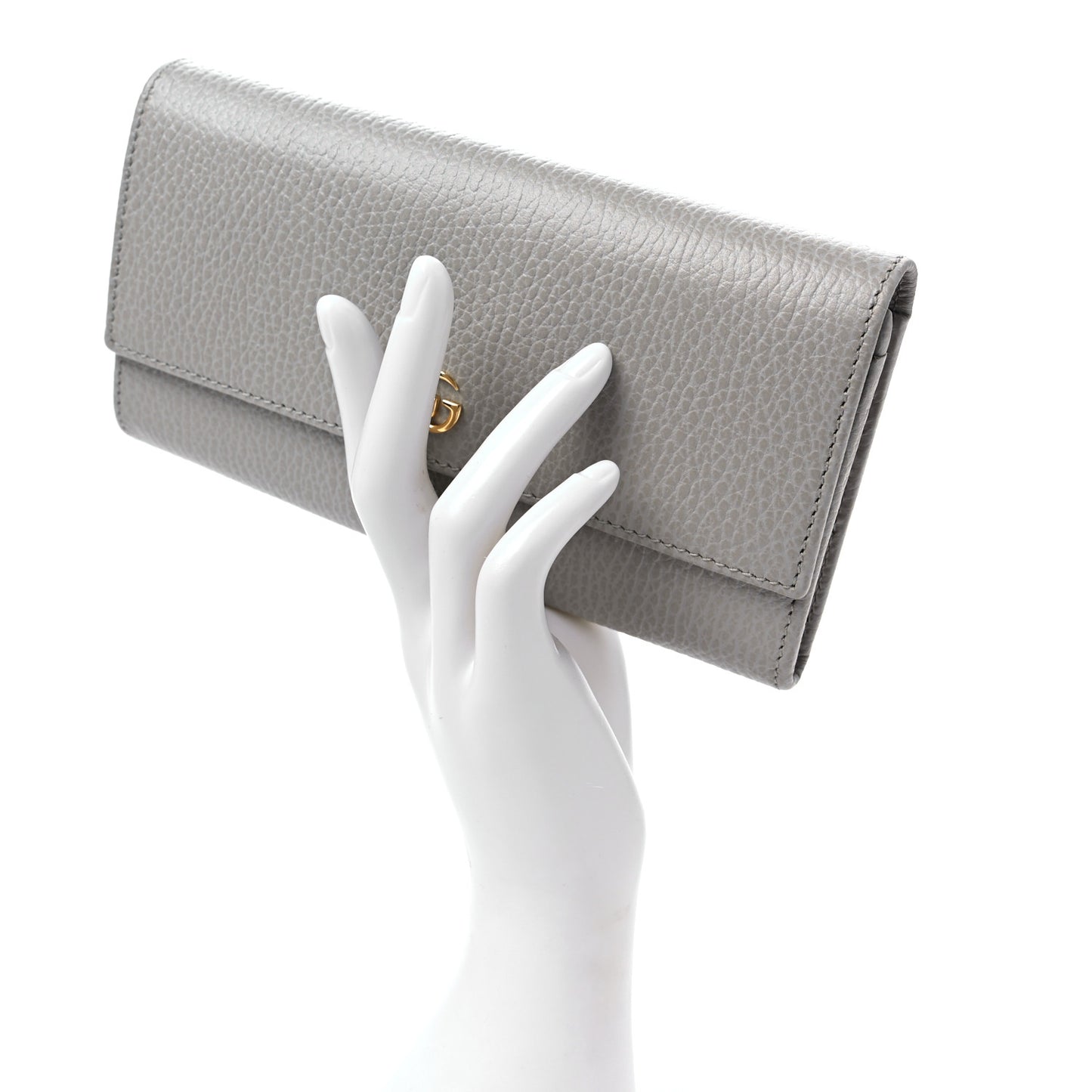 Dollar Calfskin Bi-Color GG Marmont Continental Wallet Grey Light Pink