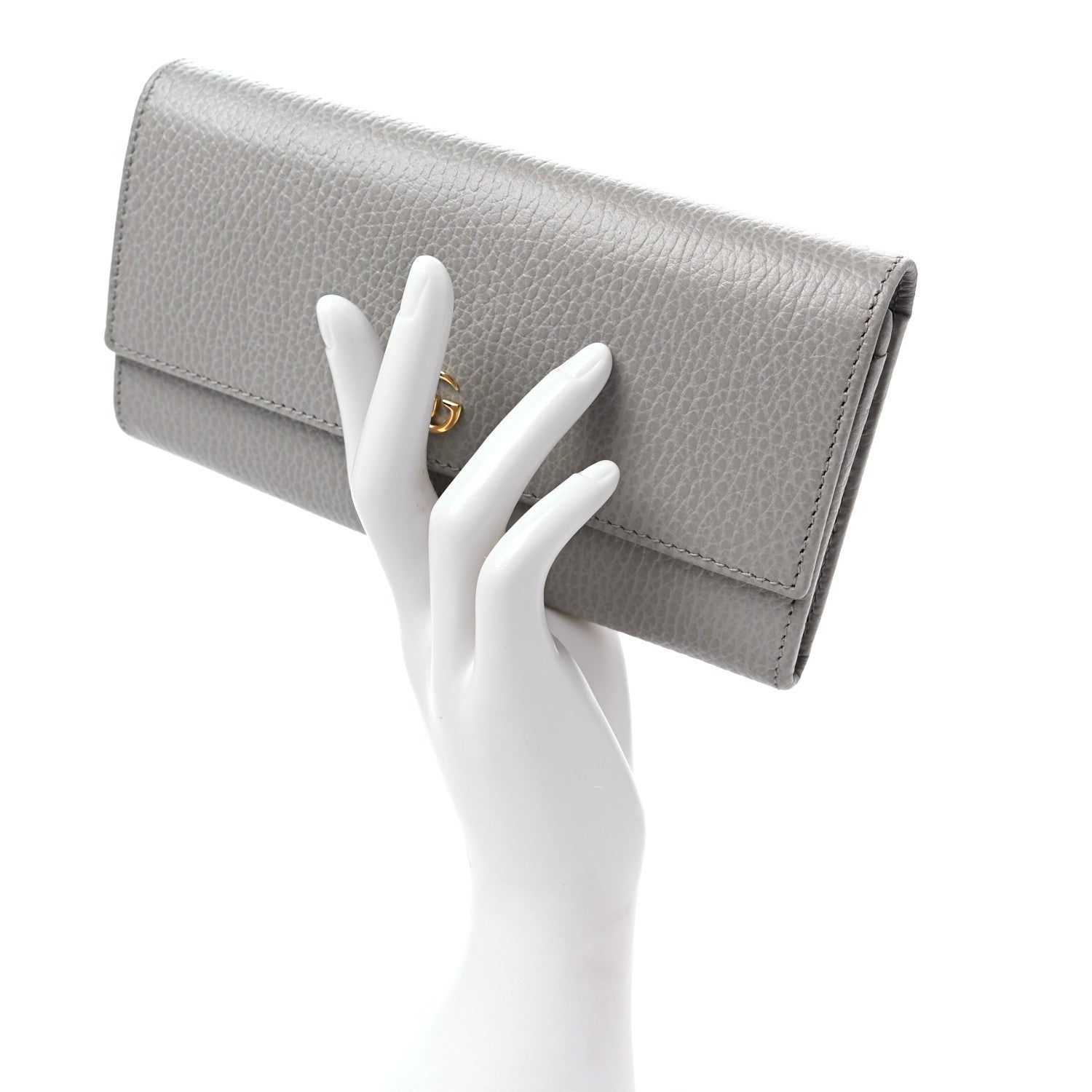 Gucci Dollar Calfskin Bi-Color GG Marmont Continental Wallet Grey Light Pink 2 of 8