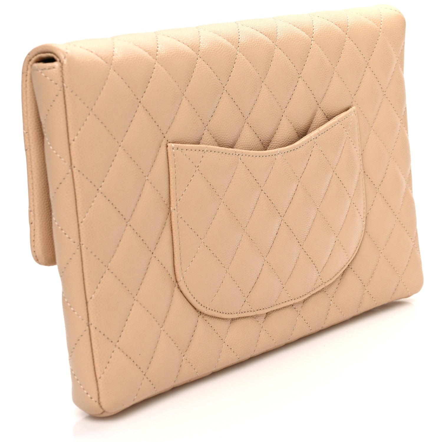 Chanel Caviar Quilted Flap Clutch Beige 3 of 10
