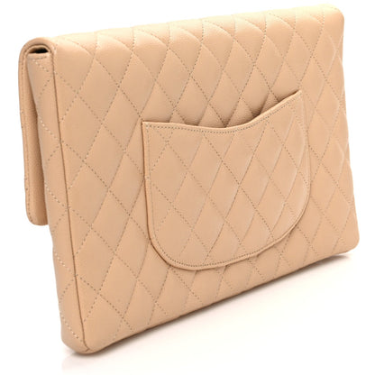 Chanel Caviar Quilted Flap Clutch Beige 3 of 10