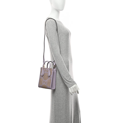 Gucci Monogram Jumbo GG Textured Dollar Calfskin Mini Tote Bag Beige Lapis 2 of 11