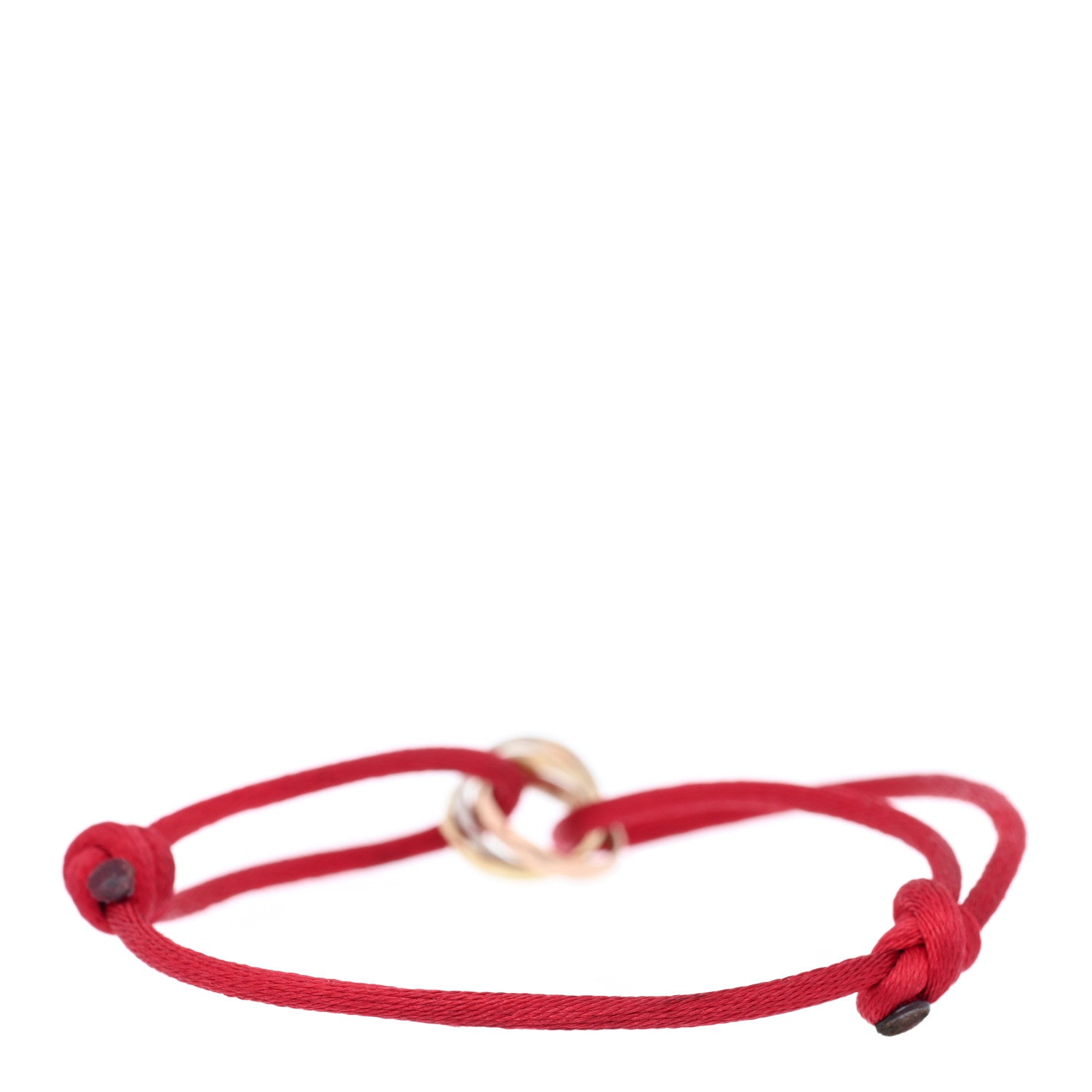 Cartier 18K Pink Yellow White Gold Trinity Cord Bracelet Red 2 of 4