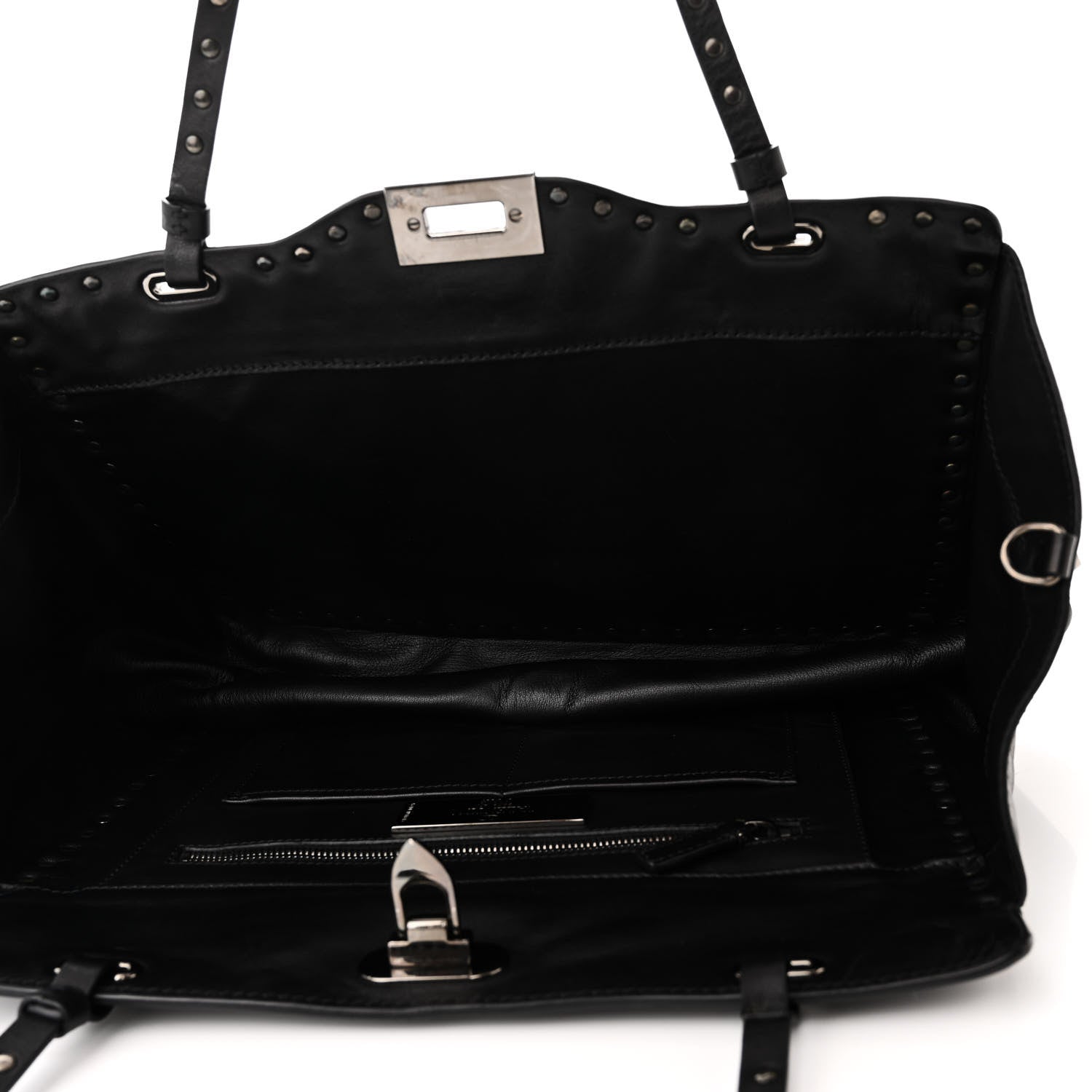 Valentino Garavani Vitello Medium Rockstud All Over Tote Black 5 of 11
