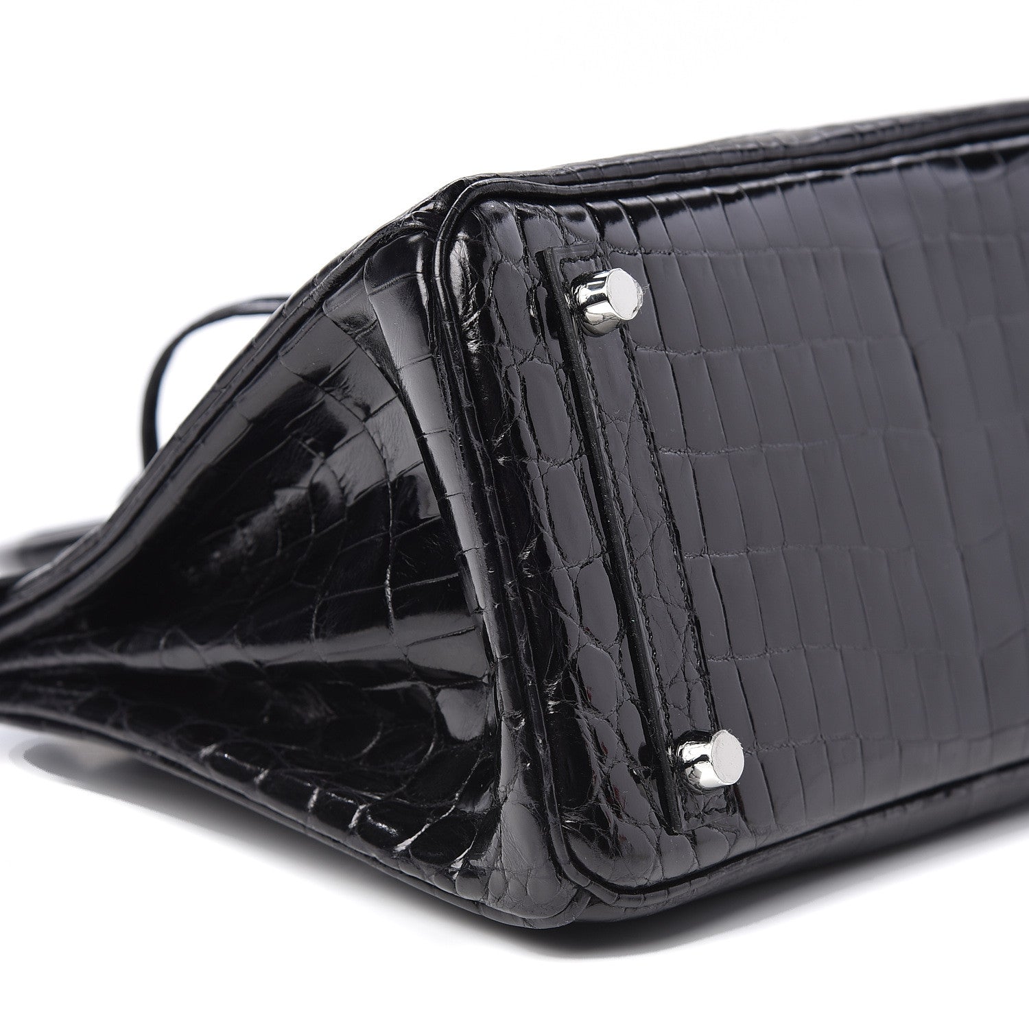 Hermes Shiny Niloticus Crocodile Birkin 25 Black 8 of 36