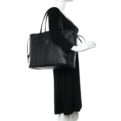 MCM Grained Calfskin Visetos Medium Liz Reversible Shopper Tote Black 2 of 15