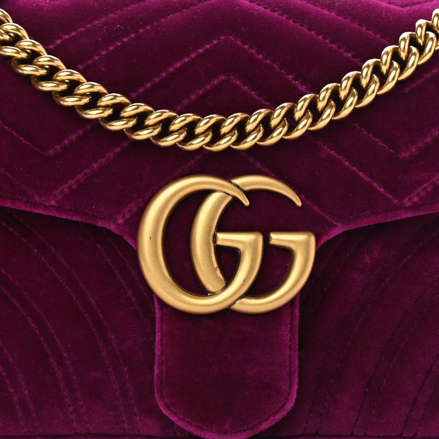 Gucci Velvet Matelasse Small GG Marmont Shoulder Bag Fuchsia Violet Cyclamen 7 of 9