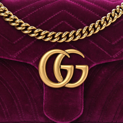 Gucci Velvet Matelasse Small GG Marmont Shoulder Bag Fuchsia Violet Cyclamen 7 of 9