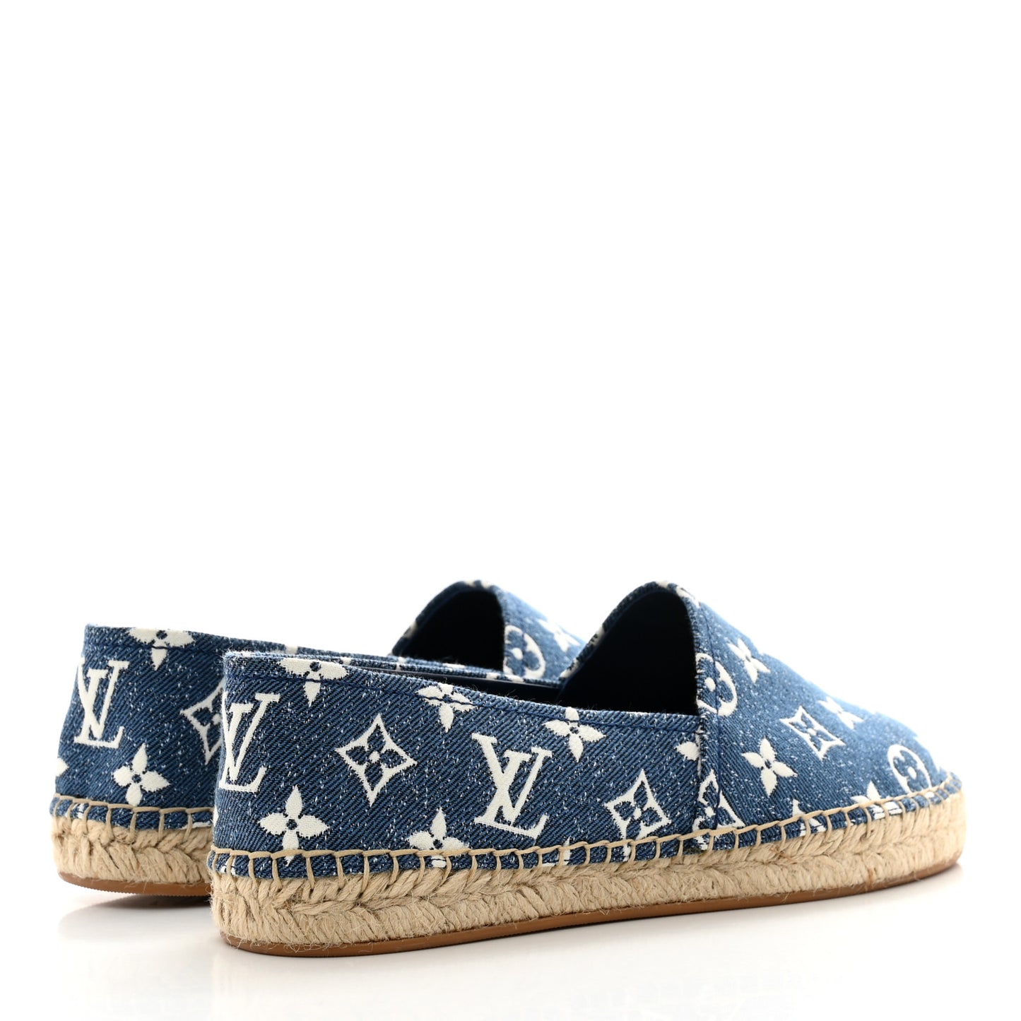 Monogram Denim Starboard Espadrille Flats 38 Blue