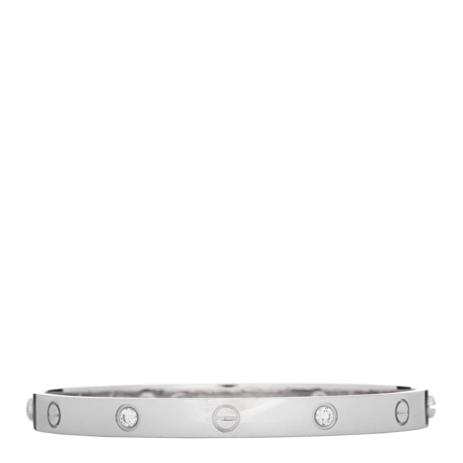 Cartier 18K White Gold 4 Diamond Love Bracelet 19 1 of 9