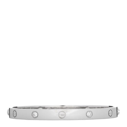 Cartier 18K White Gold 4 Diamond Love Bracelet 19 1 of 9