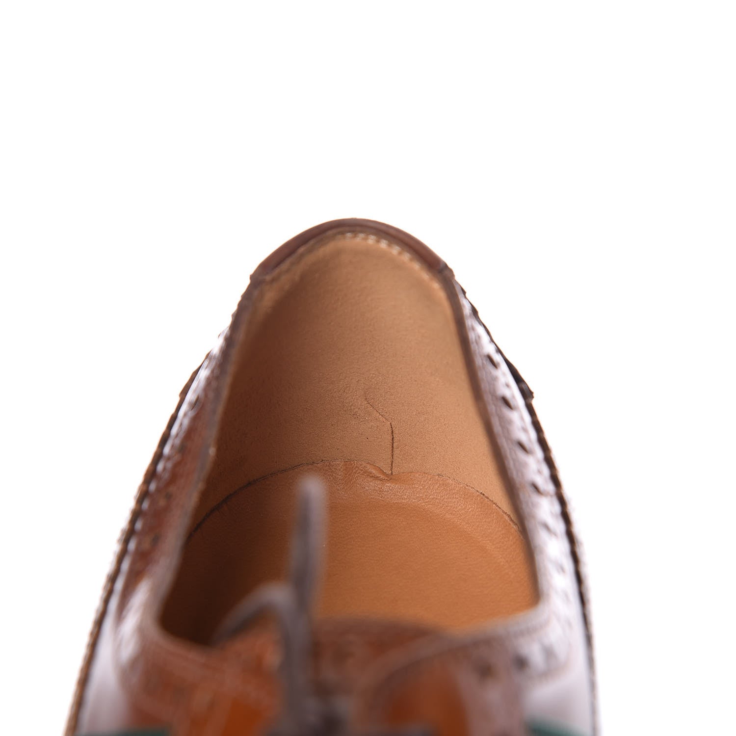 Gucci Calfskin Web Bee Embroidered Mens Lace Up Brogue Wingtip Derby Shoes 7.5 Cuir 12 of 17