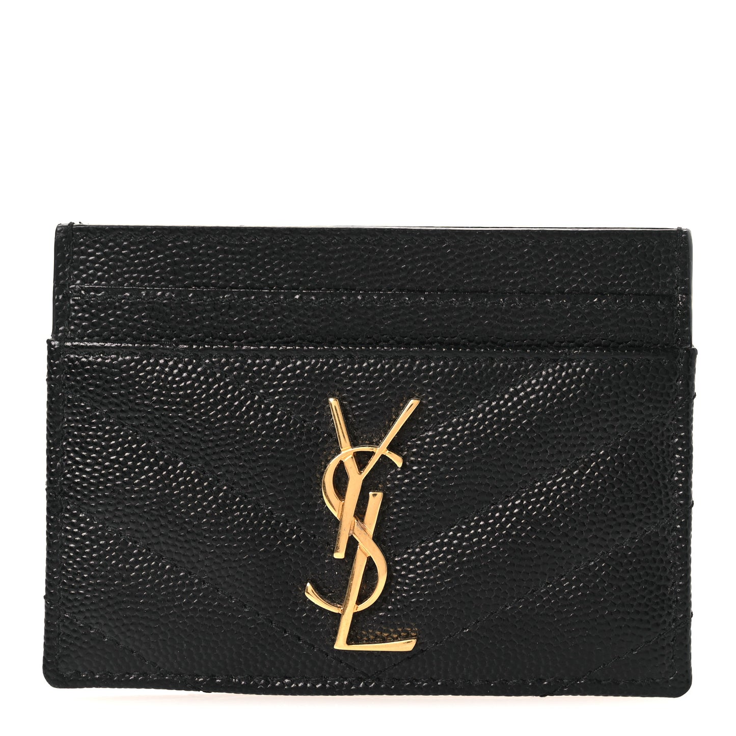 Grain De Poudre Matelasse Chevron Monogram Credit Card Case Black