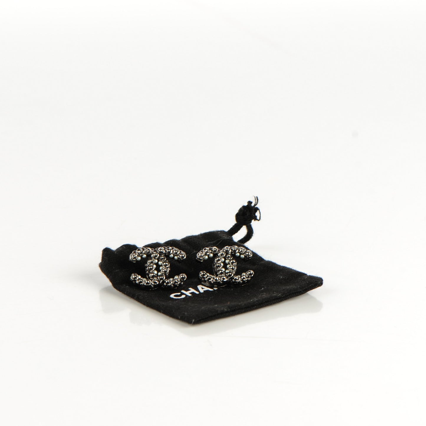 Ruthenium Studded Pearl CC Earrings
