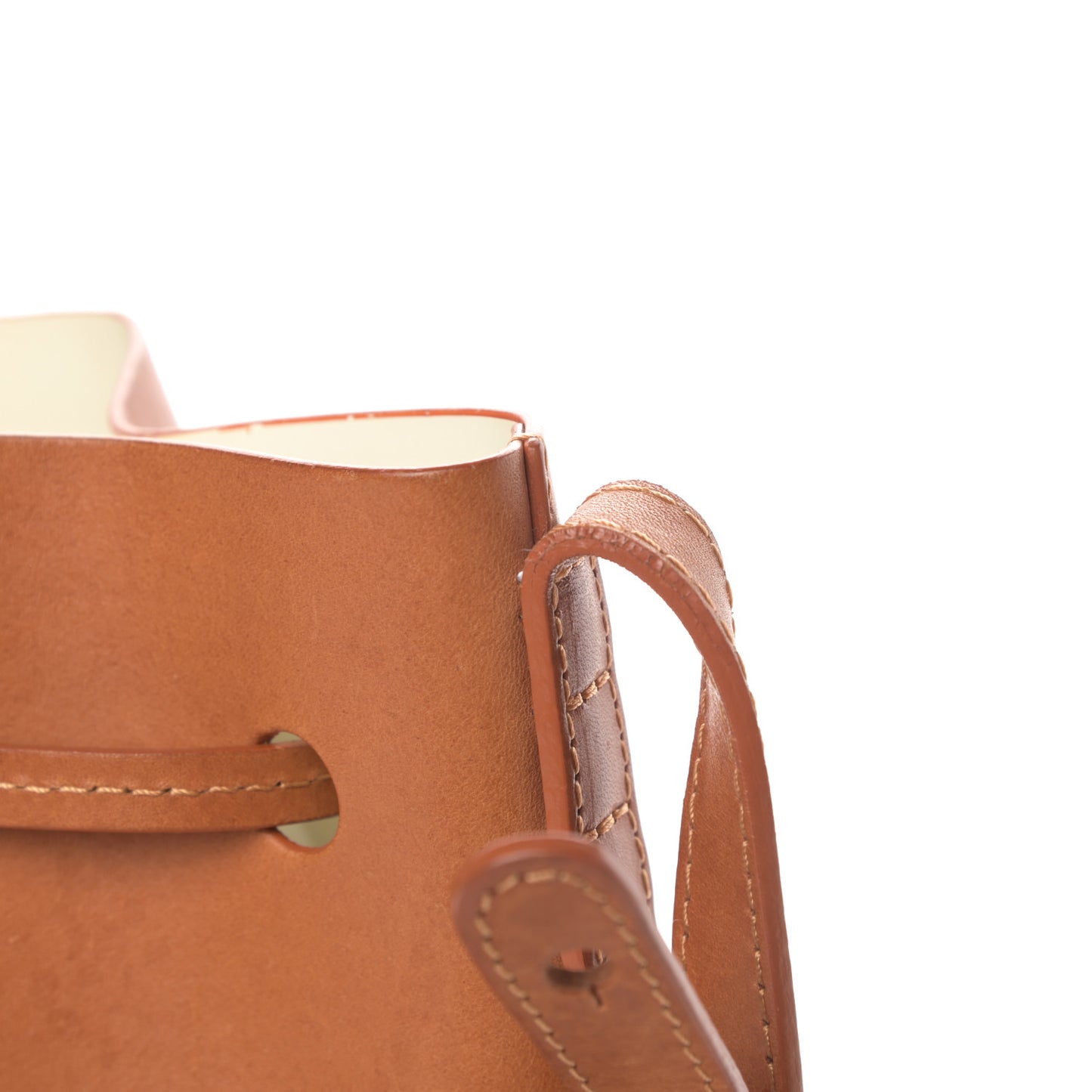 Vegetable Tanned Calfskin Mini Bucket Bag Cammello Natural