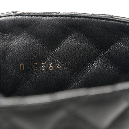 Chanel Shiny Lambskin Quilted Lace Up Combat Boots 39 Black 9 of 9