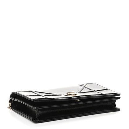 Christian Dior Crinkled Calfskin Diorama Wallet on Chain Pouch Black 3 of 4