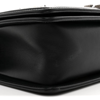 Chanel Tweed Calfskin Medium Boy Flap Black White 9 of 11
