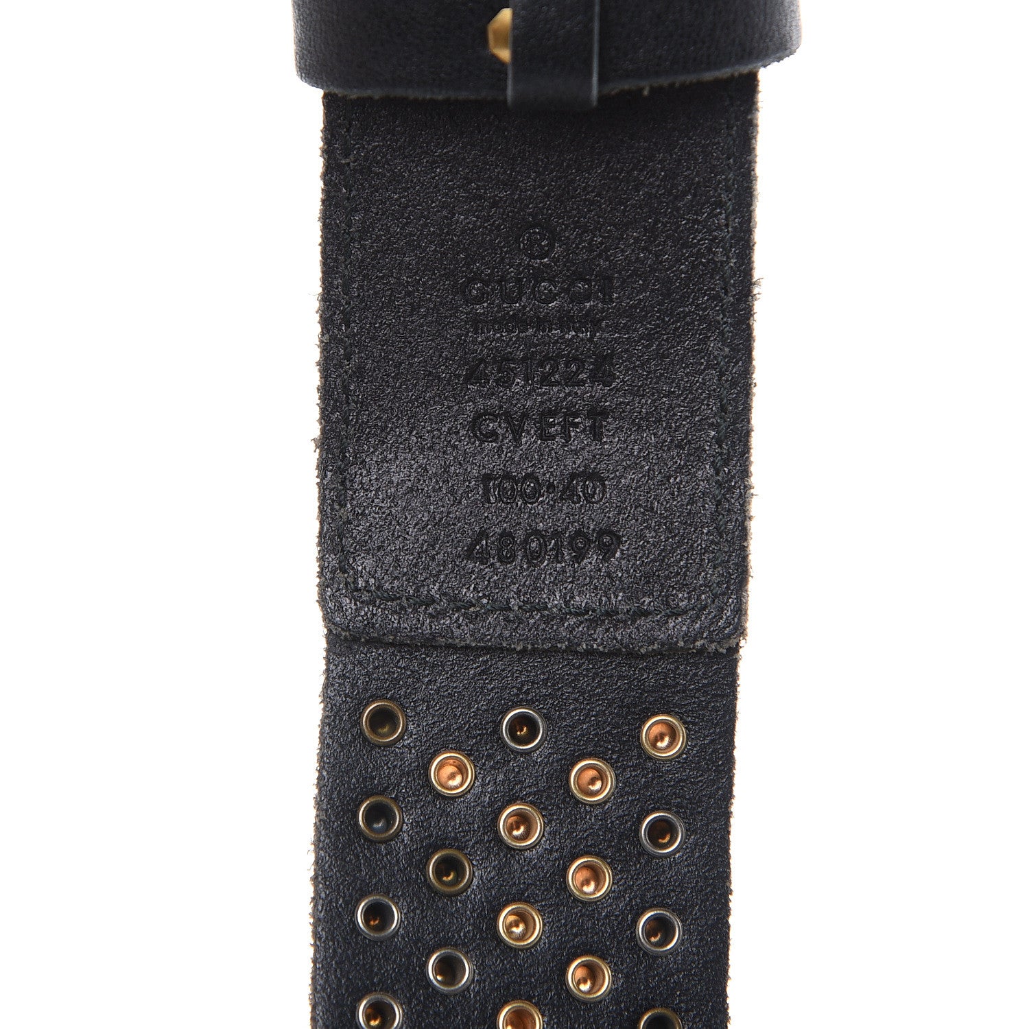 Gucci Calfskin Studded Feline Belt 100 40 Black 6 of 6