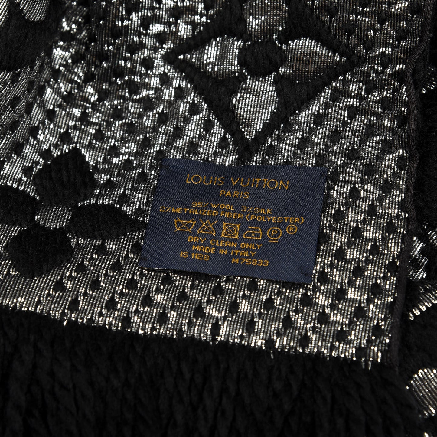 Wool Silk Logomania Shine Scarf Black