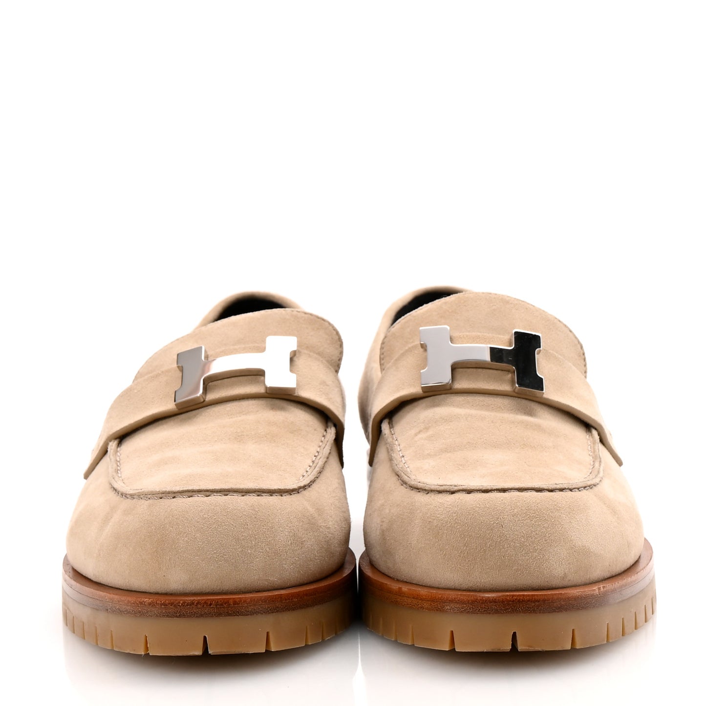 Suede Goatskin Womens Faubourg Loafers 38 Beige Argile