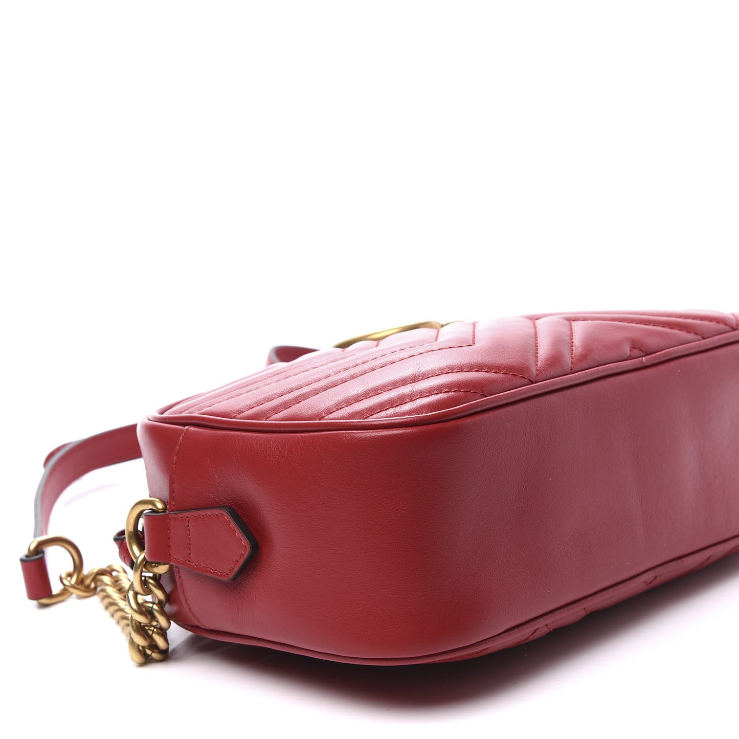 Calfskin Matelasse Small GG Marmont Chain Shoulder Bag Hibiscus Red