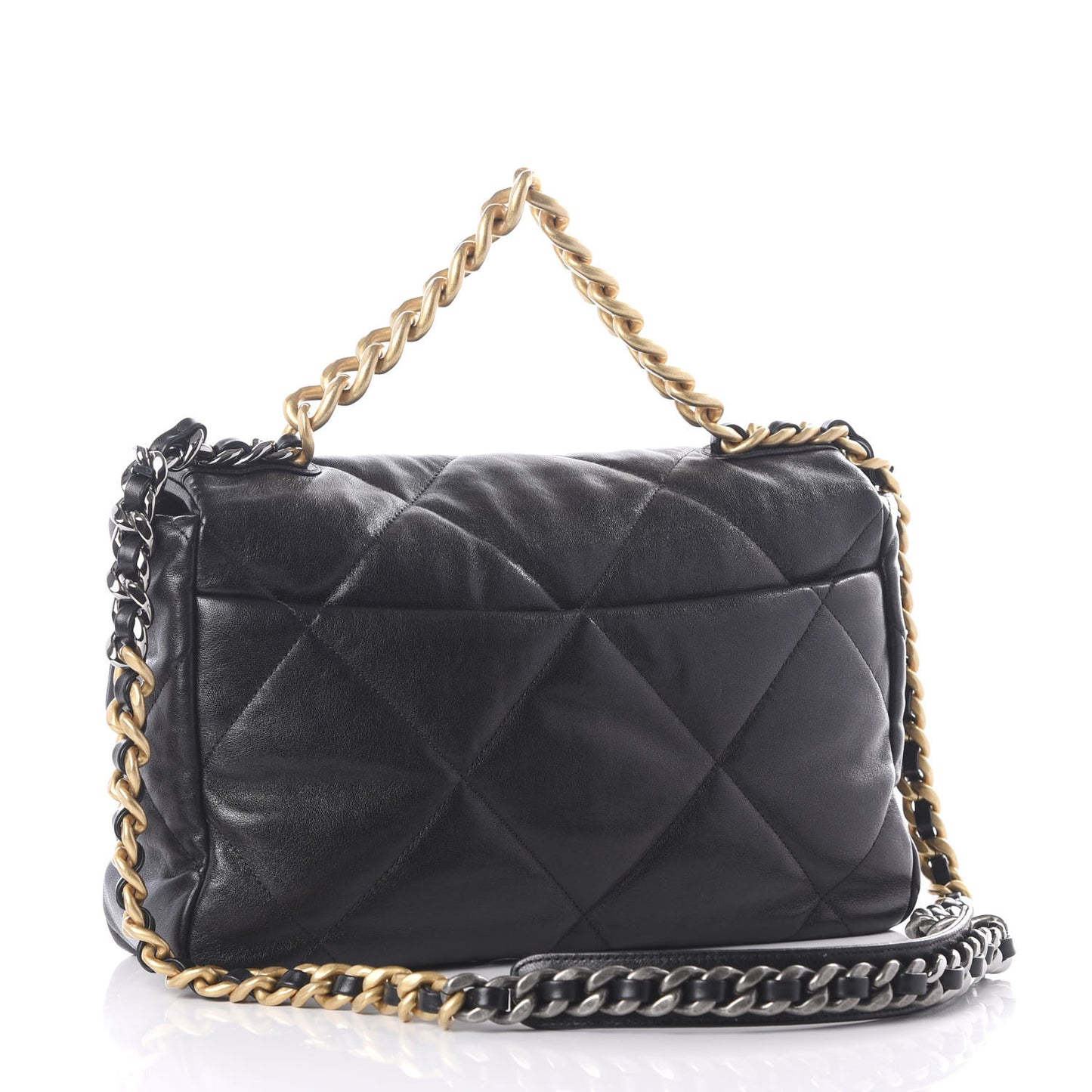Goatskin Quilted Large 19 Flap Black