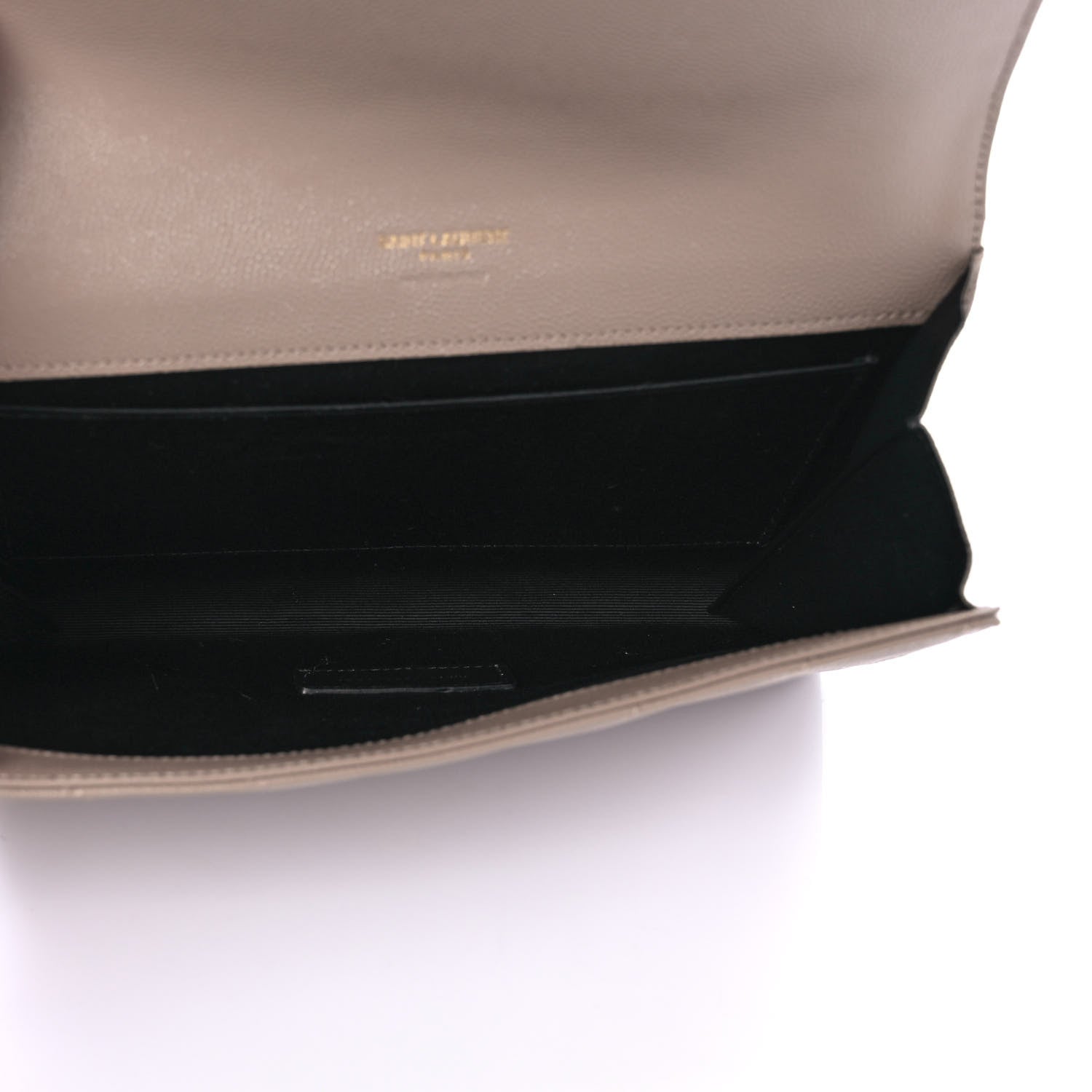Saint Laurent Grain De Poudre Matelasse Chevron Monogram Envelope Clutch Dark Beige 4 of 7